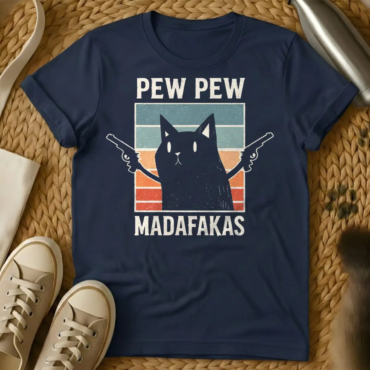Pew Pew Madafakas Shirt - Navy Cat T-Shirt
