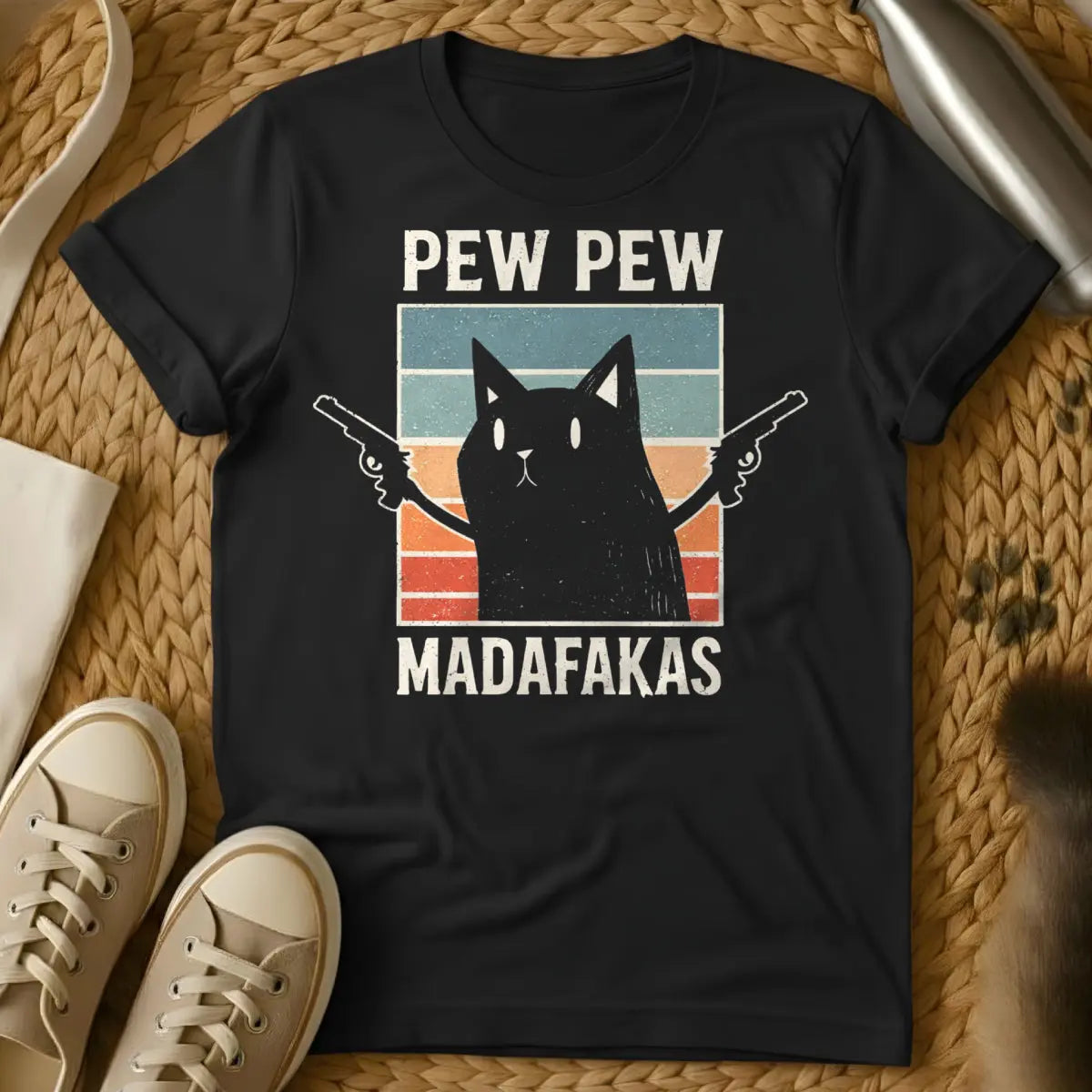 Pew Pew Madafakas Shirt - Black Cat T-Shirt