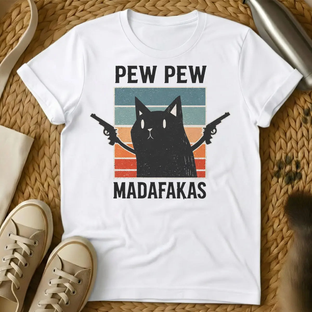 Pew Pew Madafakas Shirt - White Cat T-Shirt