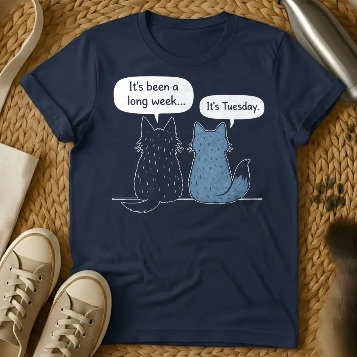 It's Tuesday Cat Shirt - Navy Cat T-Shirt