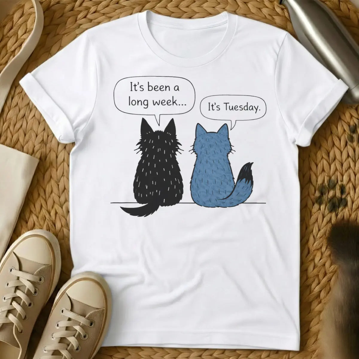 It's Tuesday Cat Shirt - White Cat T-Shirt