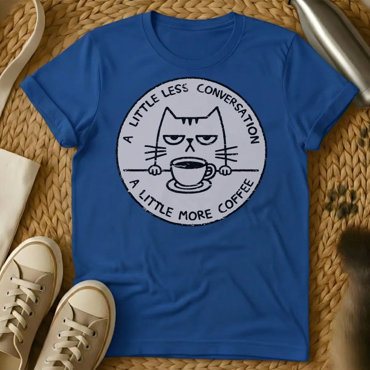 Sassy Morning Cat Tee - Blue Cat T-Shirt