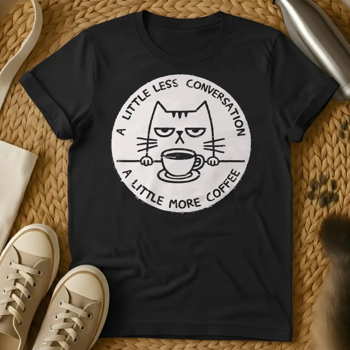 Sassy Morning Cat Tee - Black Cat T-Shirt