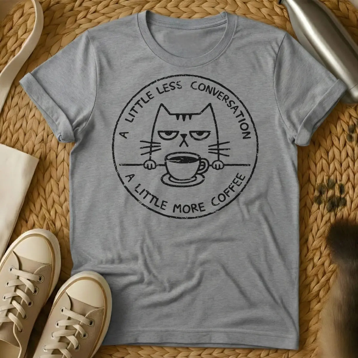 Sassy Morning Cat Tee - Gray Cat T-Shirt