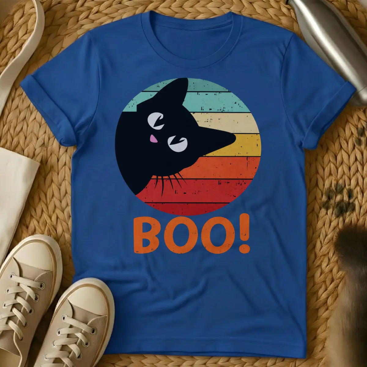 Retro Boo Cat Shirt - Blue Cat T-Shirt