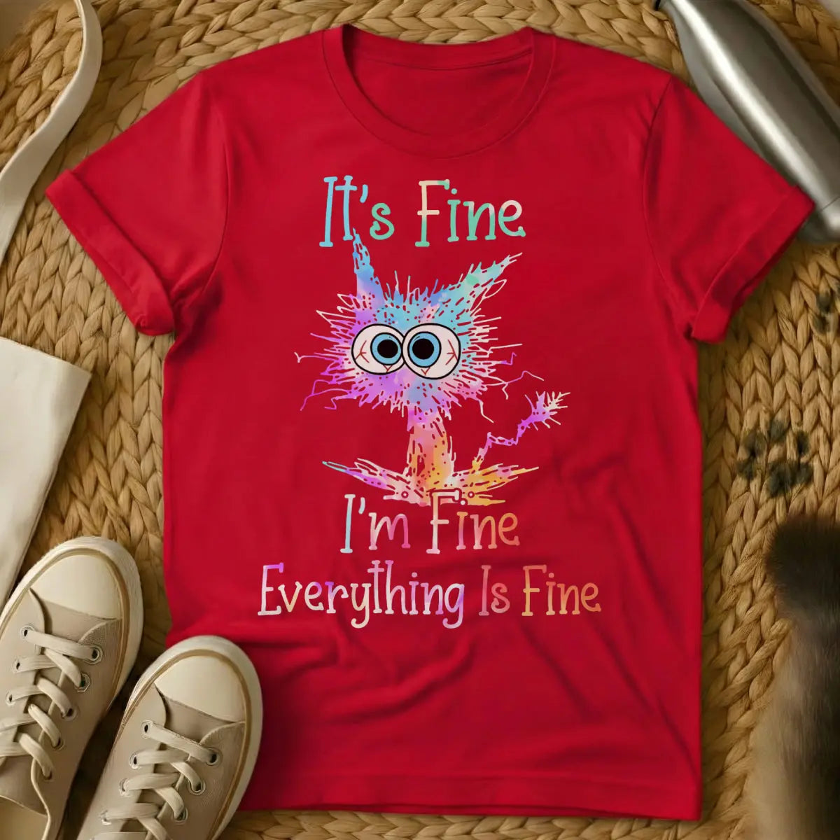 Im Fine Cat Tee - Red Cat T-Shirt