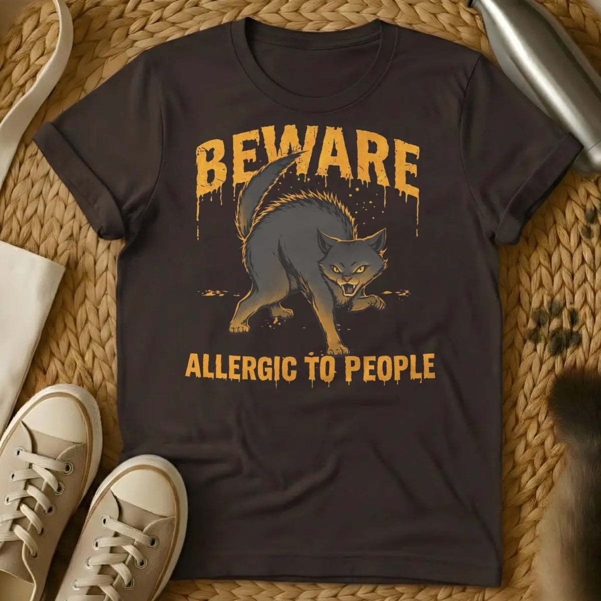 Sassy Angry Cat Shirt - Dark Chocolate Cat T-Shirt