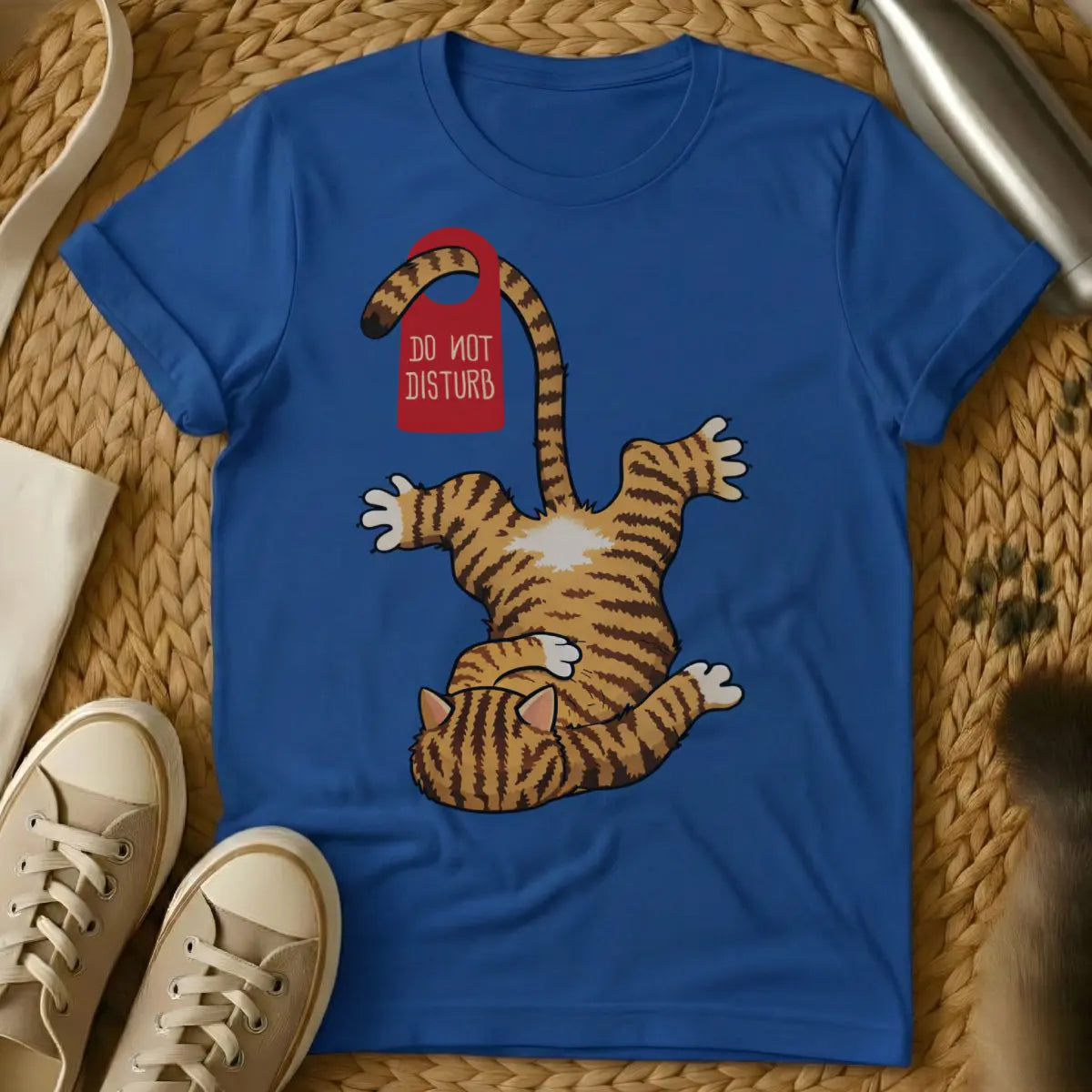 Lazy Cat Graphic Shirt - Blue Cat T-Shirt