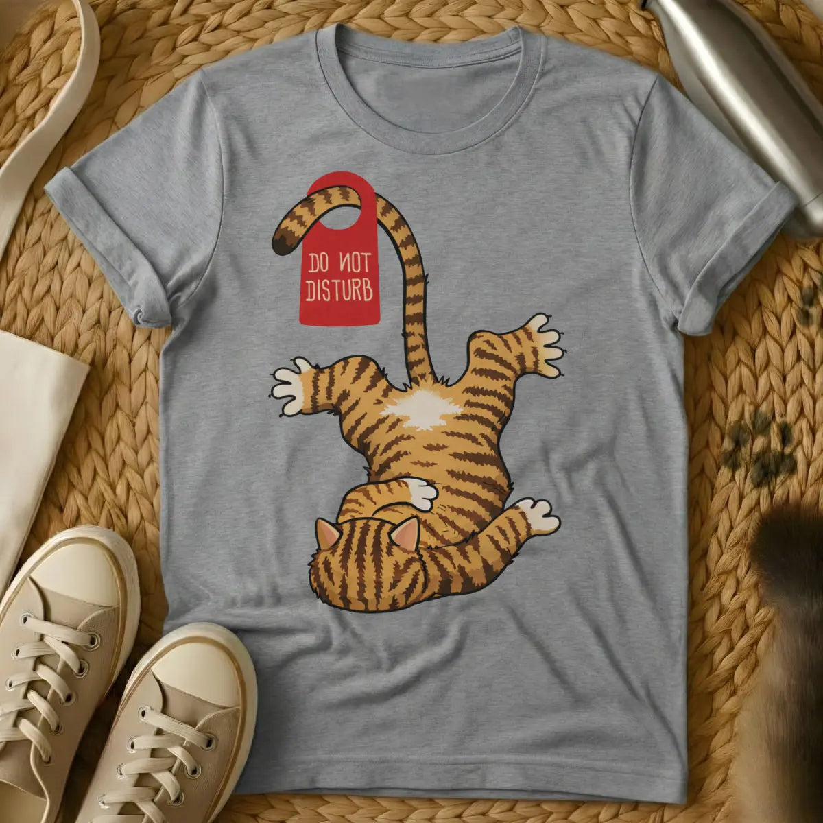 Lazy Cat Graphic Shirt - Gray Cat T-Shirt