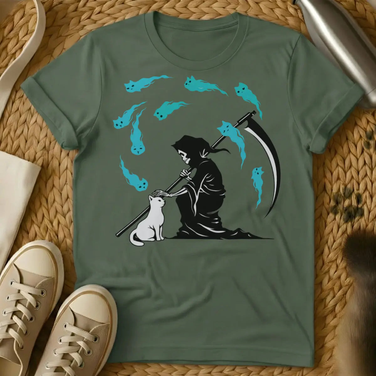 Soul Of A Cat Shirt - Military Green Cat T-Shirt