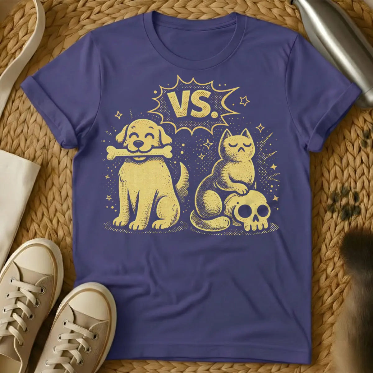 Dogs Vs Cats Shirt - Purple T-Shirt - cat parent bragging rights, dog vs cat debate merch, feline superiority complex