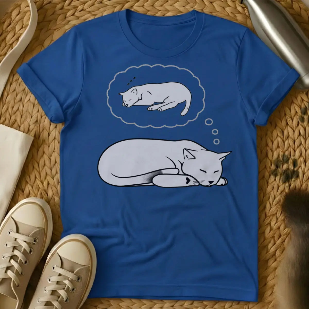 Dreaming Cat Tee - Blue T-Shirt - astral projection, dreamcore, feline dreamscape