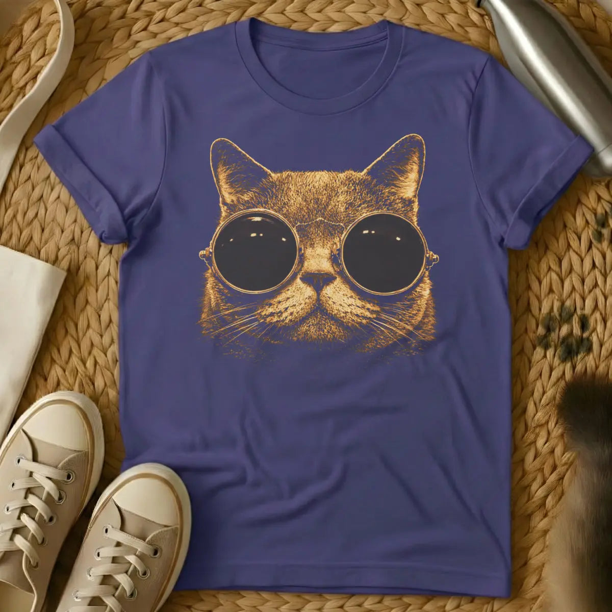 Chill Cat Tee - Purple T-Shirt - effortless cool, lo-fi aesthetic, mellowcore