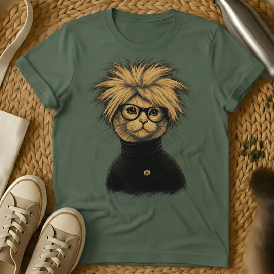Pop Art Cat Shirt - Military Green Cat T-Shirt