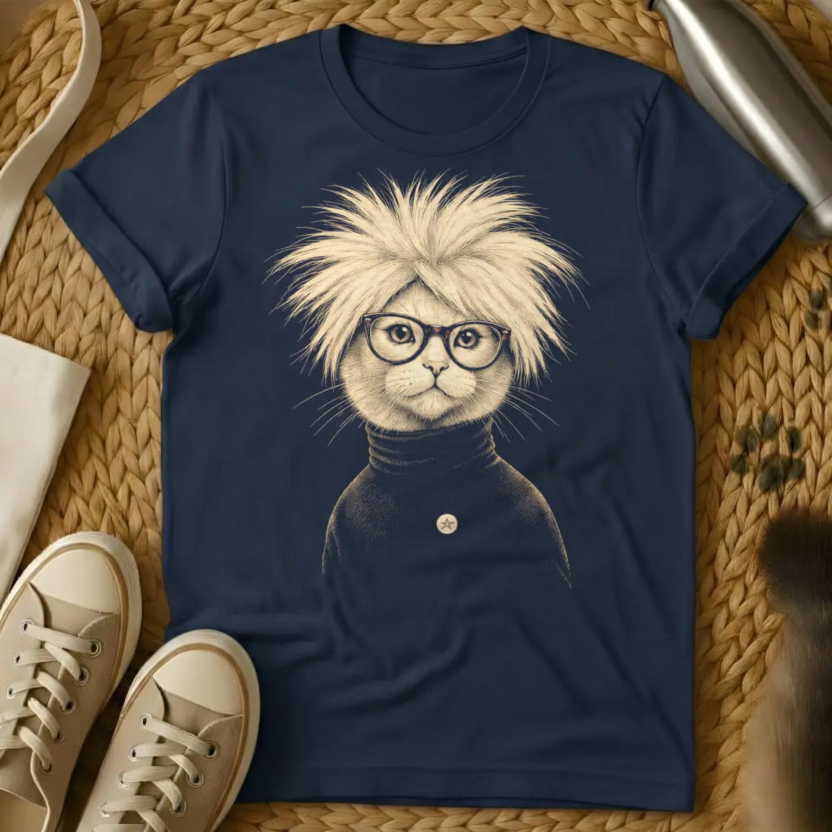 Pop Art Cat Shirt - Navy Cat T-Shirt