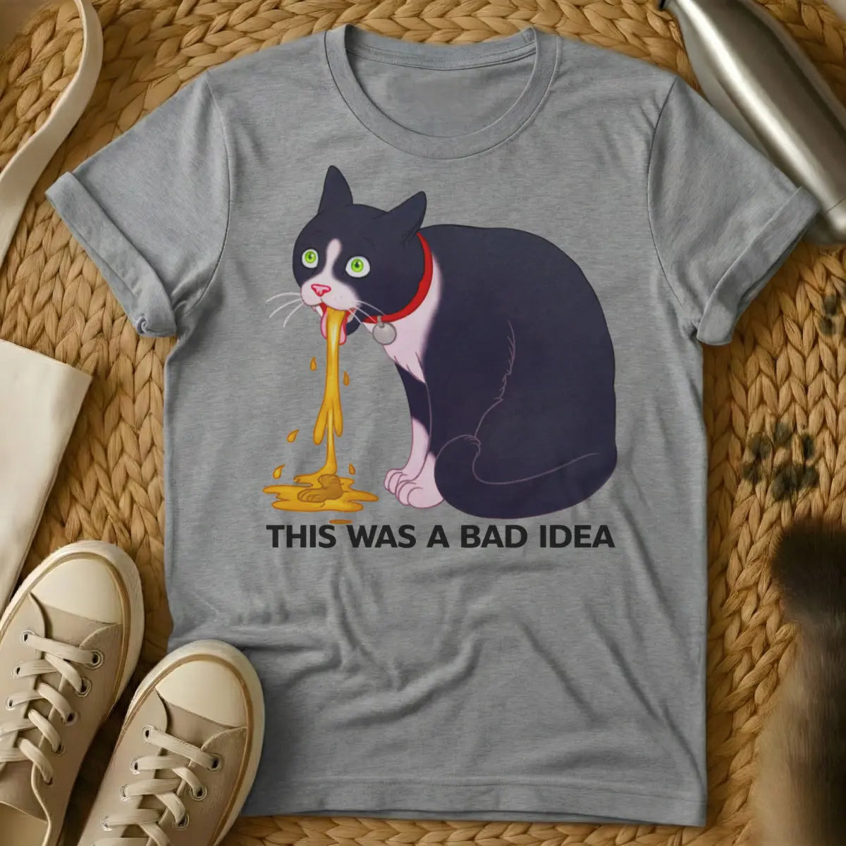 Poor Decisions Tee - Gray Cat T-Shirt