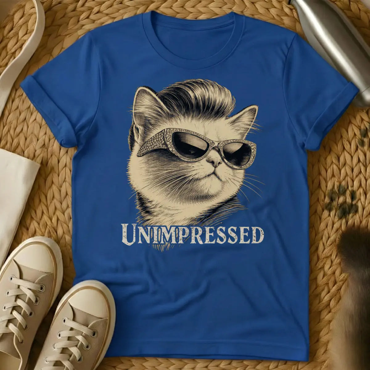 Rockabilly Cat Tee - Blue Cat T-Shirt