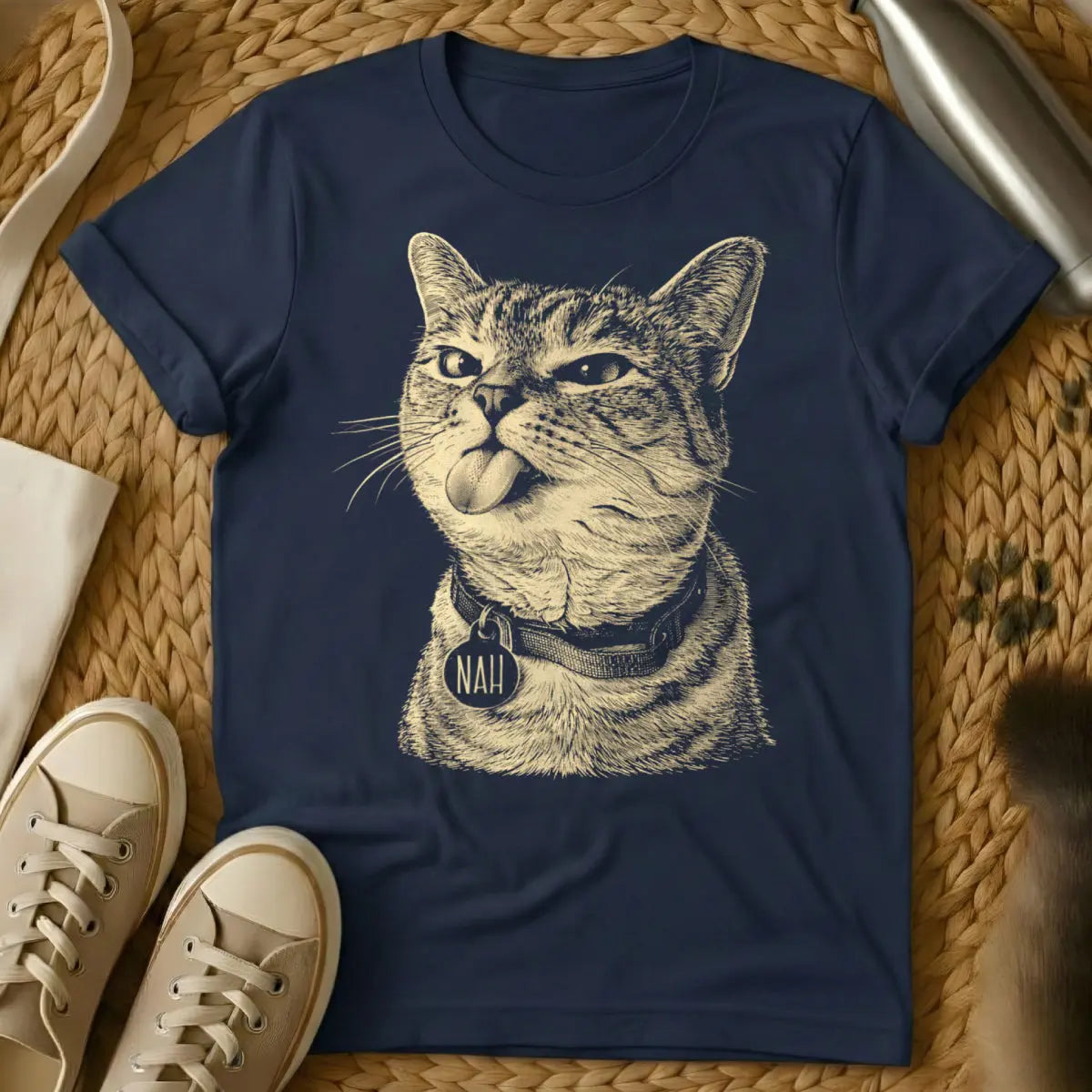 Nah Cat Shirt - Navy Cat T-Shirt