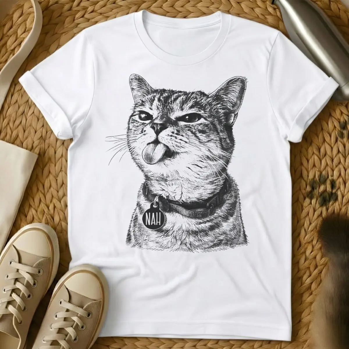 Nah Cat Shirt - White Cat T-Shirt