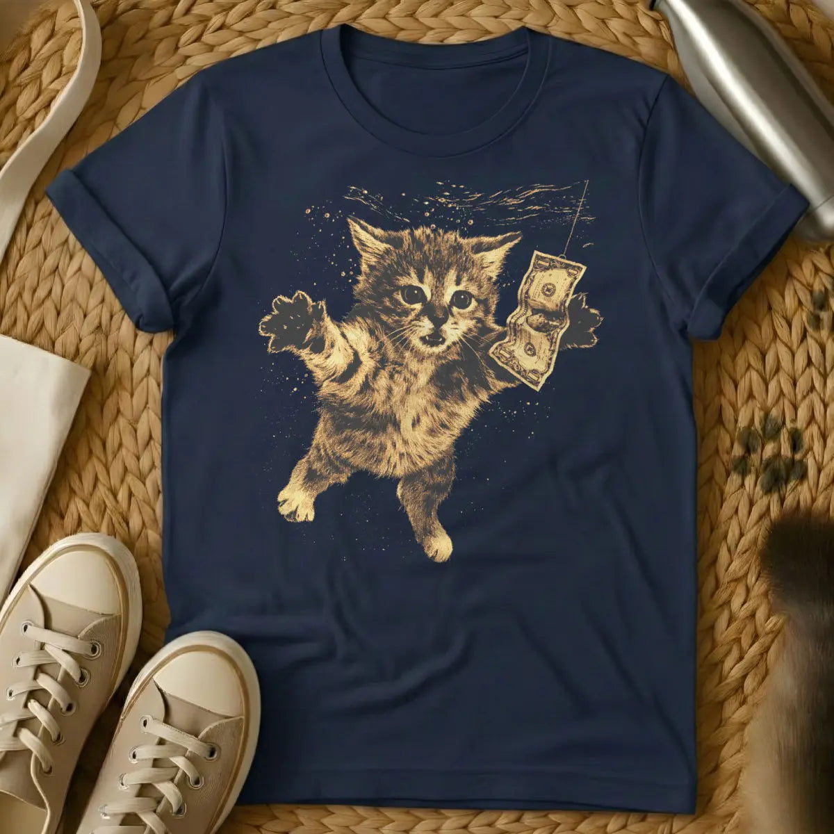 Nevermind Cat Tee - Navy Cat T-Shirt