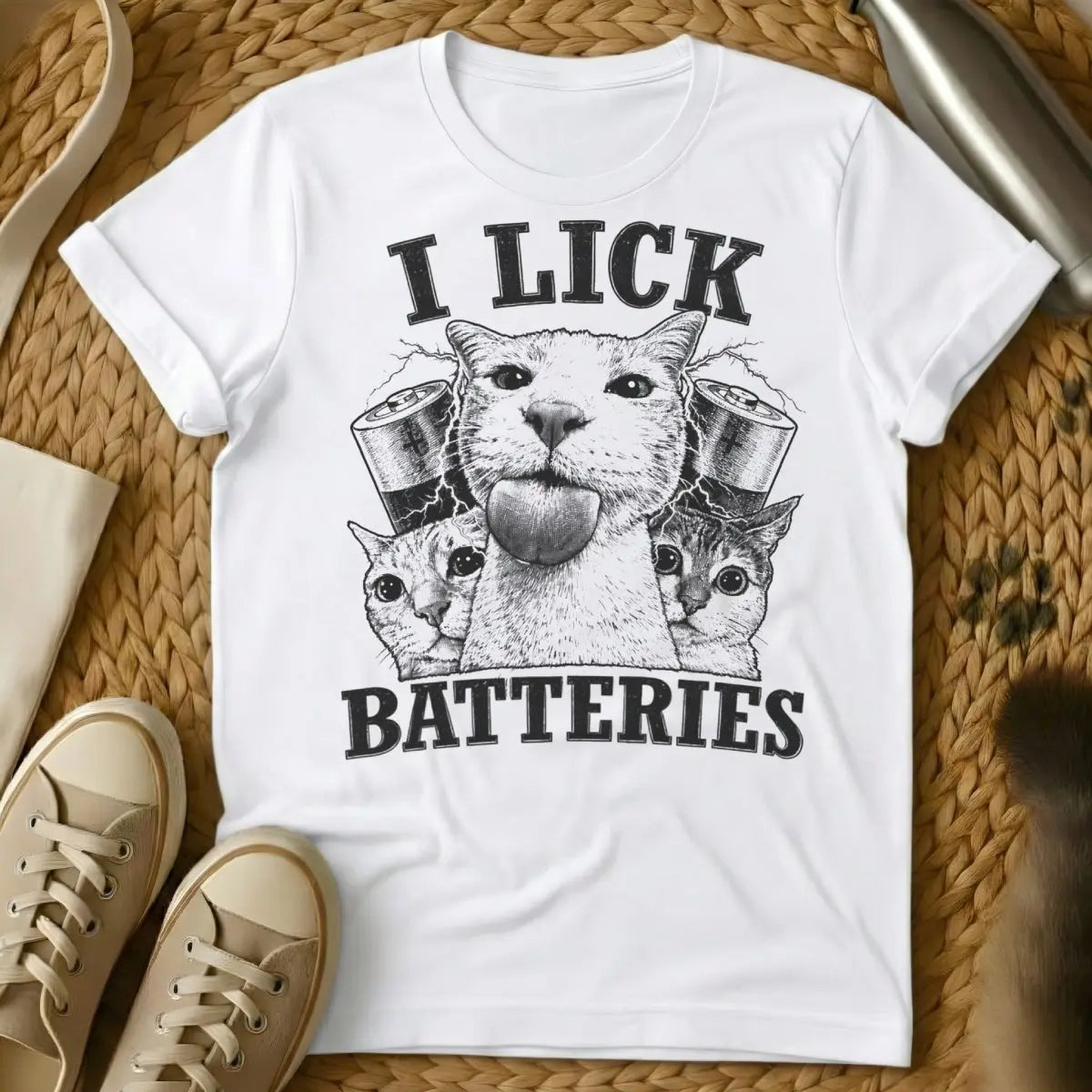 Dumb Cat Shirt - White T-Shirt - brain cell cat, cat behavior humor, confidentially incorrect