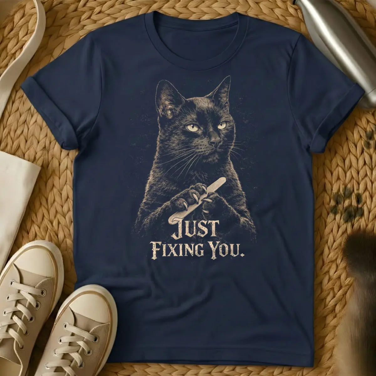Murder Mittens Tee - Navy Cat T-Shirt