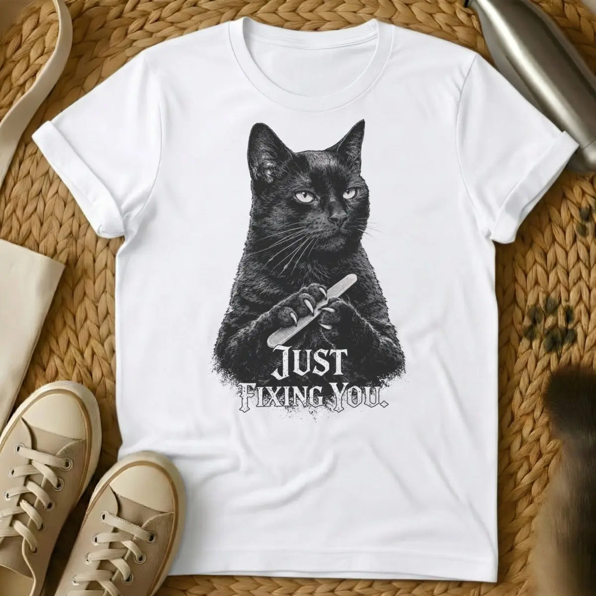 Murder Mittens Tee - White Cat T-Shirt