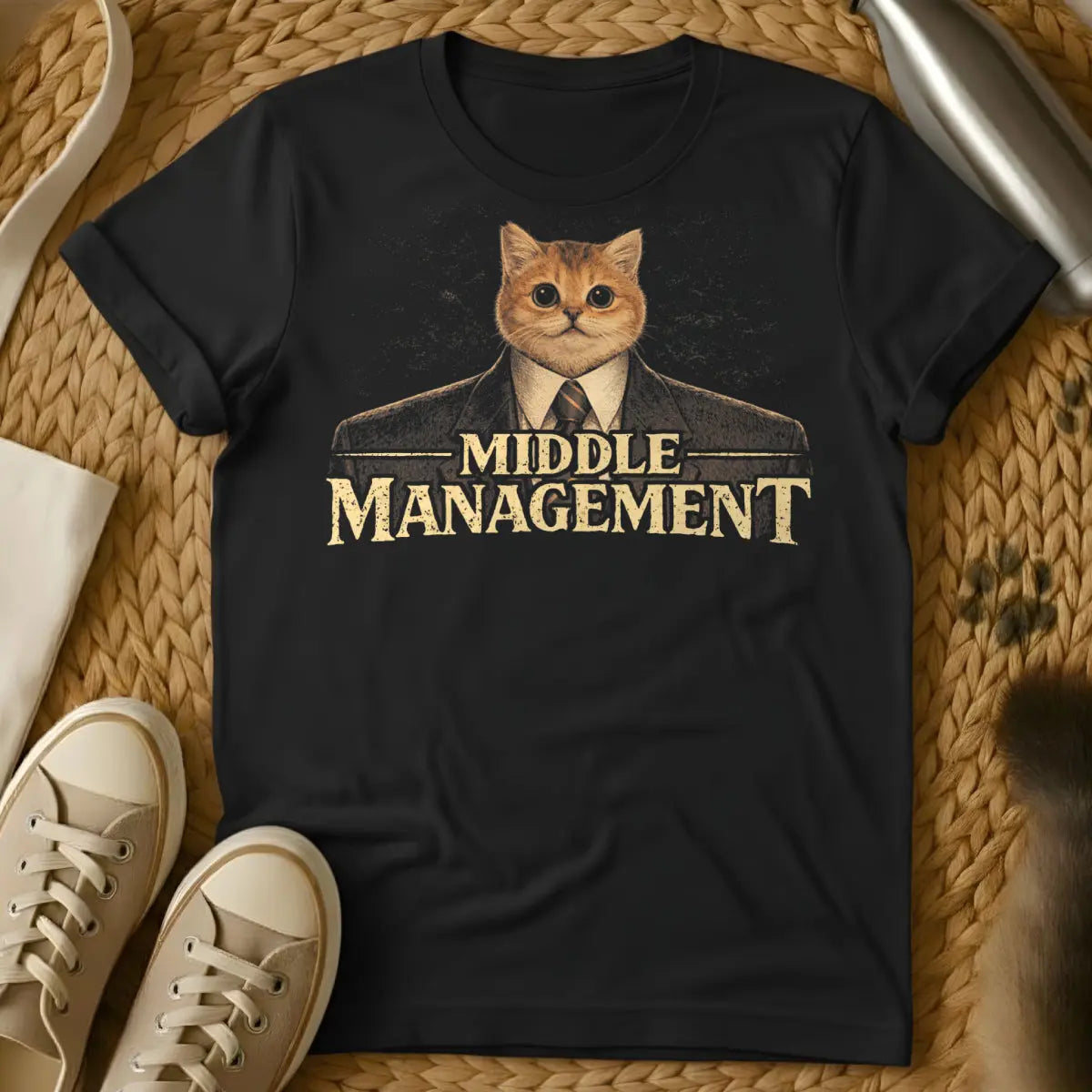 Middle Management Shirt - Black Cat T-Shirt