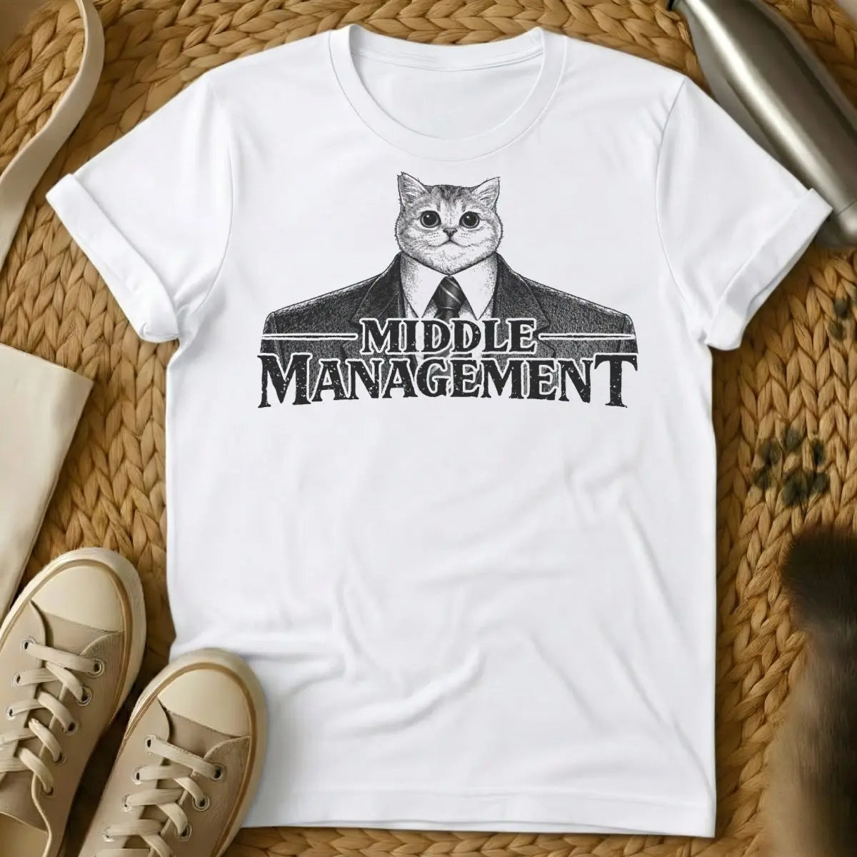Middle Management Shirt - White Cat T-Shirt