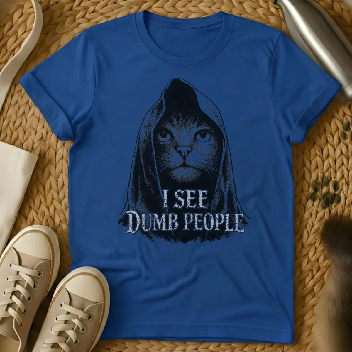 I See Dumb People Shirt - Blue Cat T-Shirt