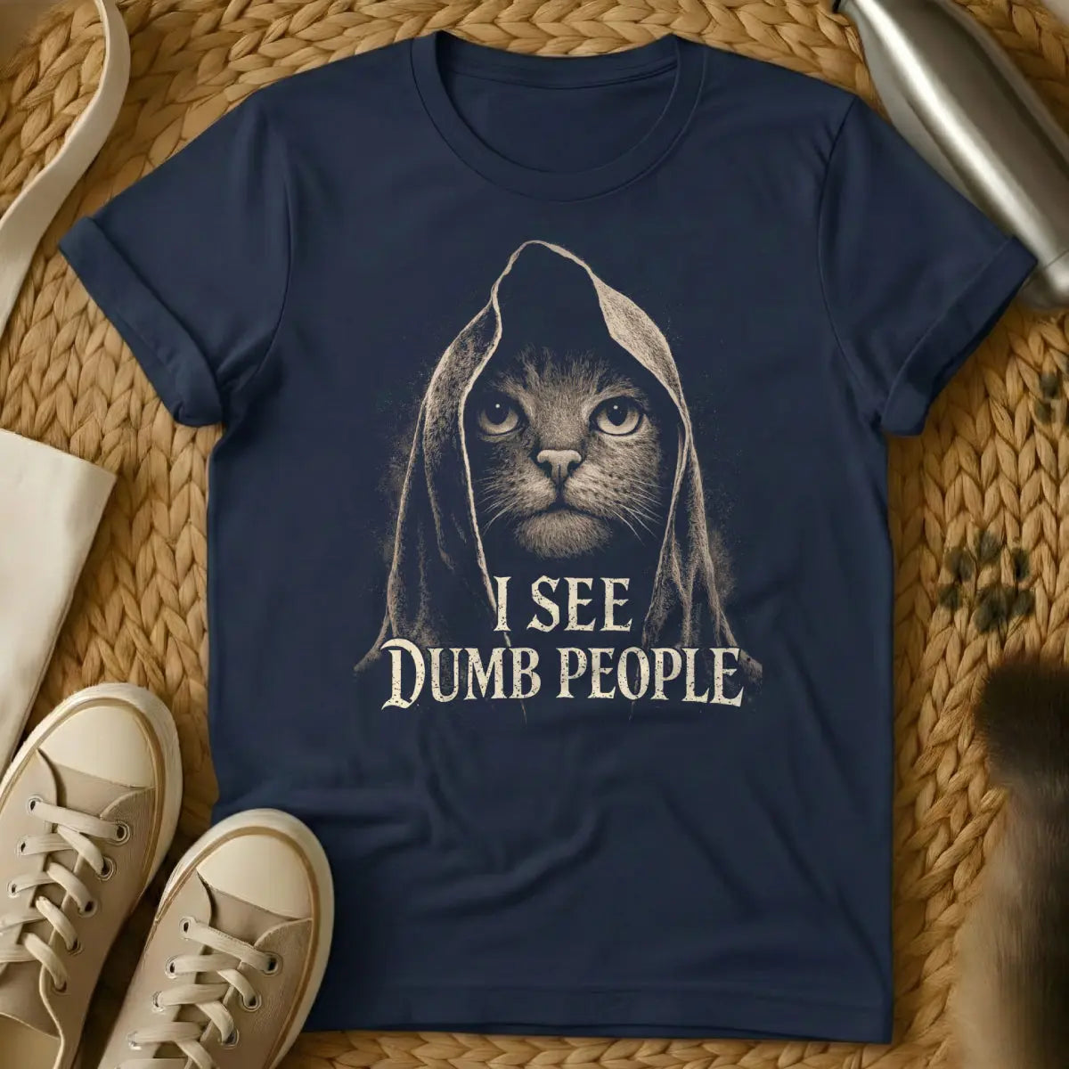 I See Dumb People Shirt - Premium Cat T-Shirt
