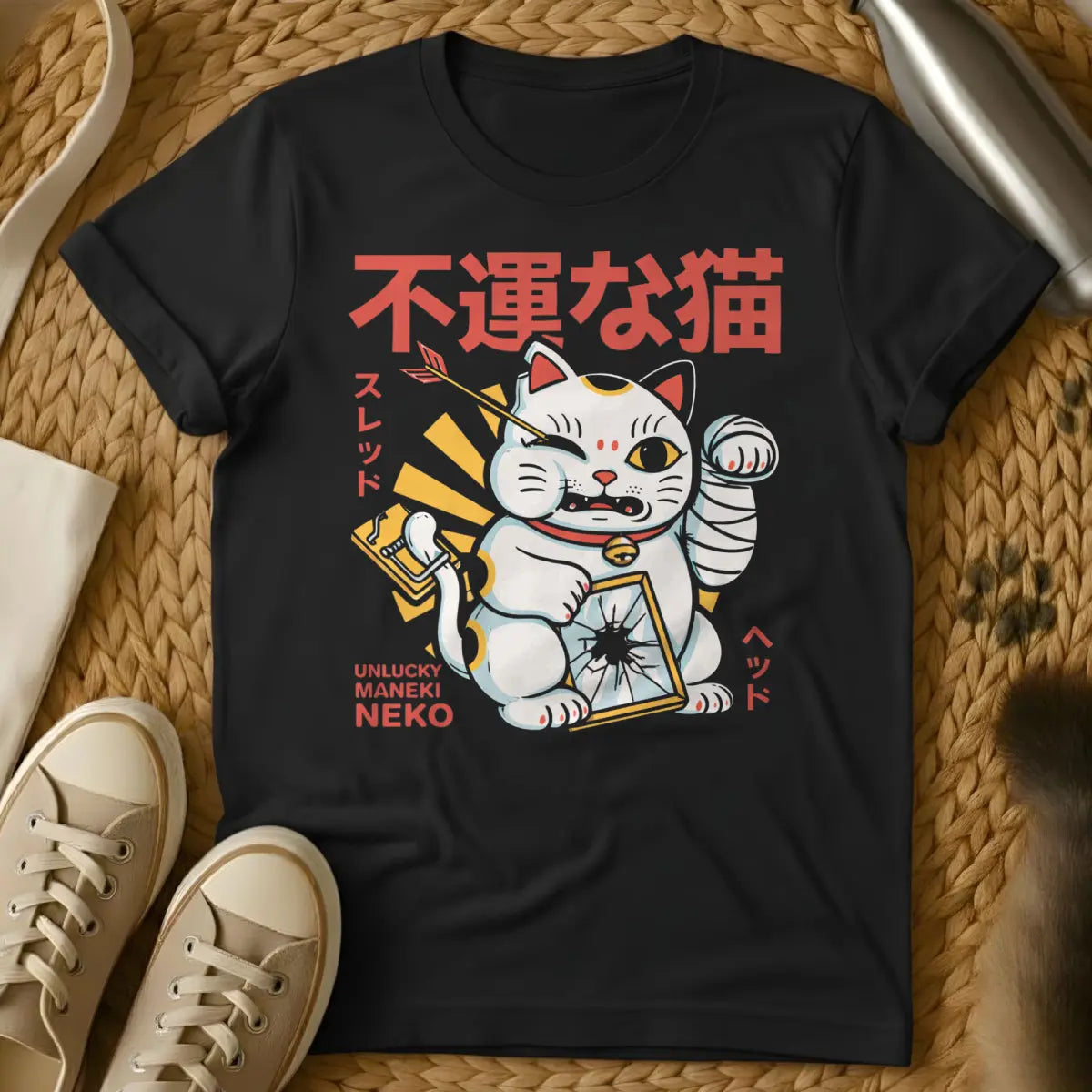 Bad Luck Cat Shirt - Black T-Shirt - anti-superstition, gothic pet, occult cat