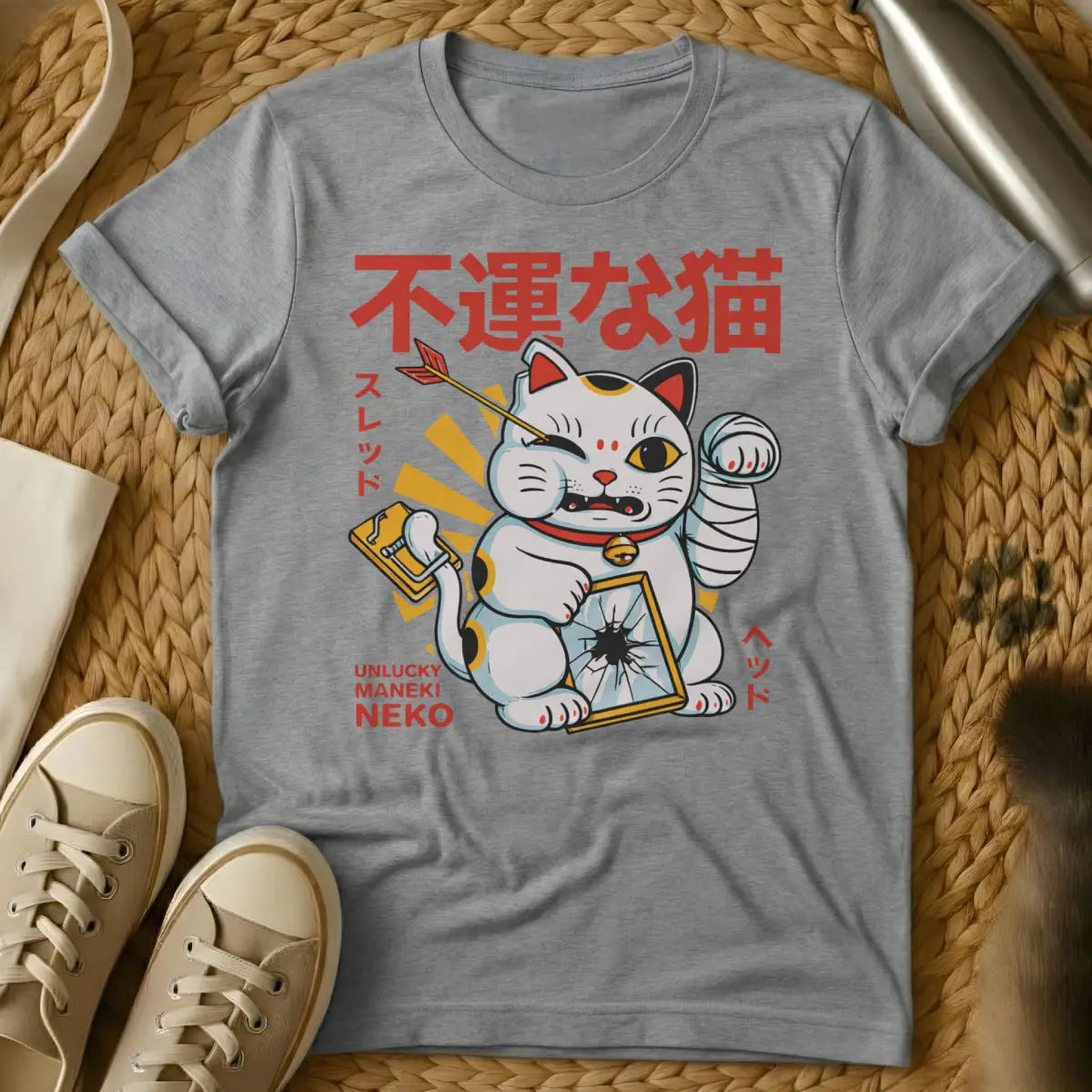 Bad Luck Cat Shirt - Gray T-Shirt - anti-superstition, gothic pet, occult cat