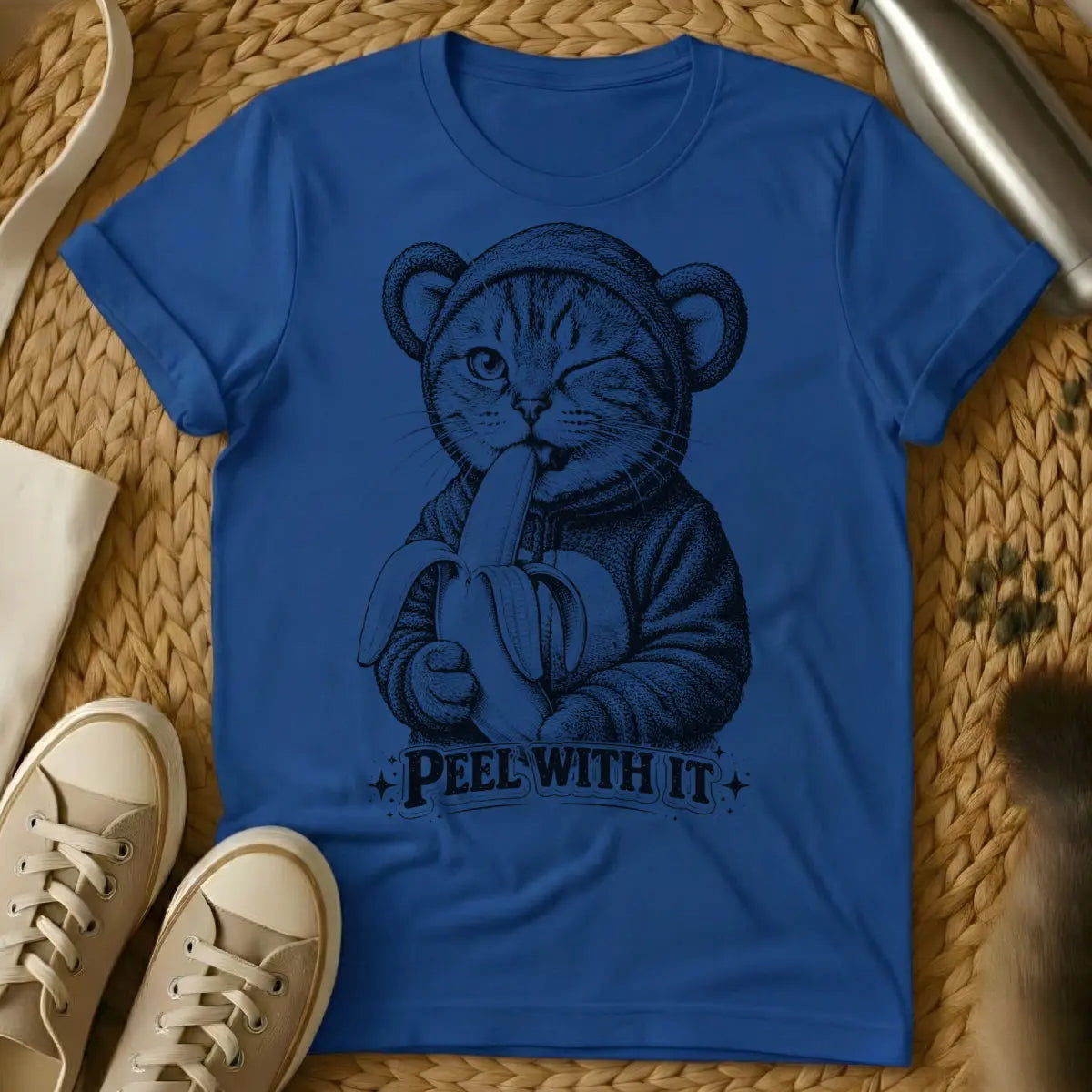 Peel With It Shirt - Blue Cat T-Shirt