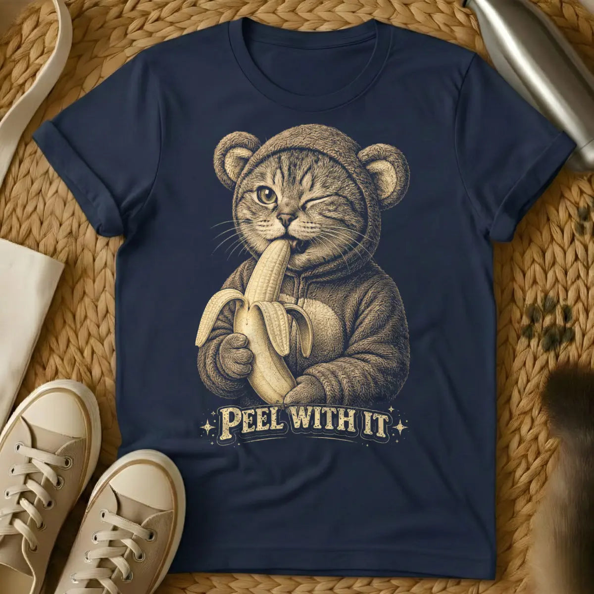 Peel With It Shirt - Navy Cat T-Shirt