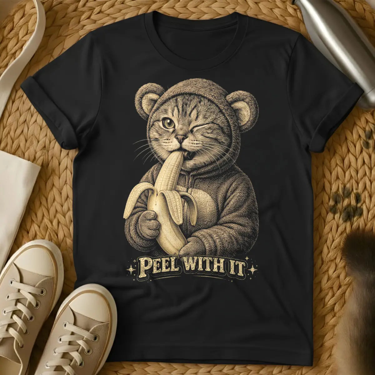 Peel With It Shirt - Black Cat T-Shirt