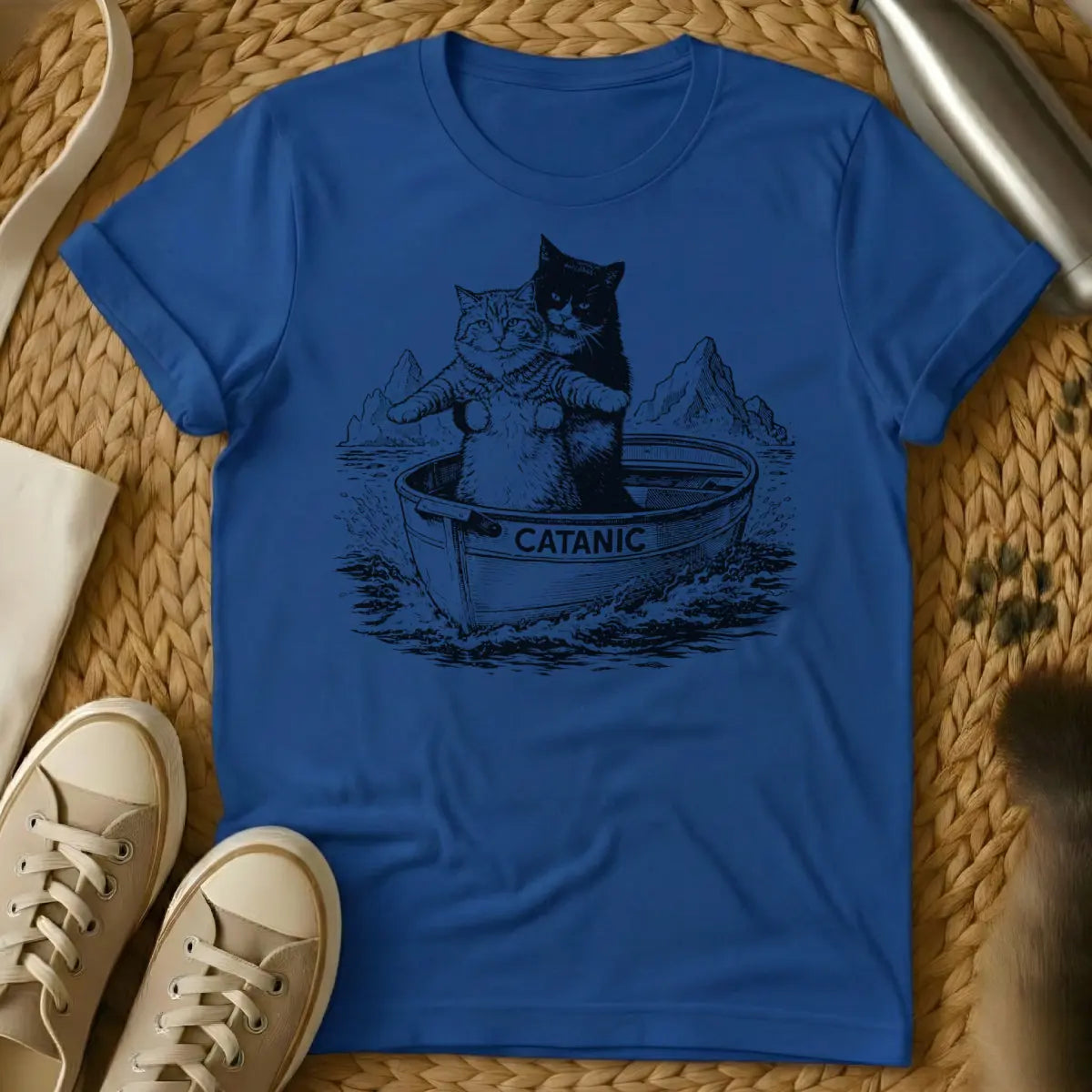 Catanic Shirt - Blue T-Shirt - gothic cat, macabre humor, occult cat