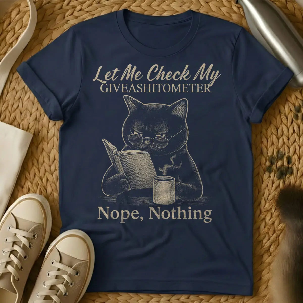 Sarcastic Cat Tee - Navy Cat T-Shirt