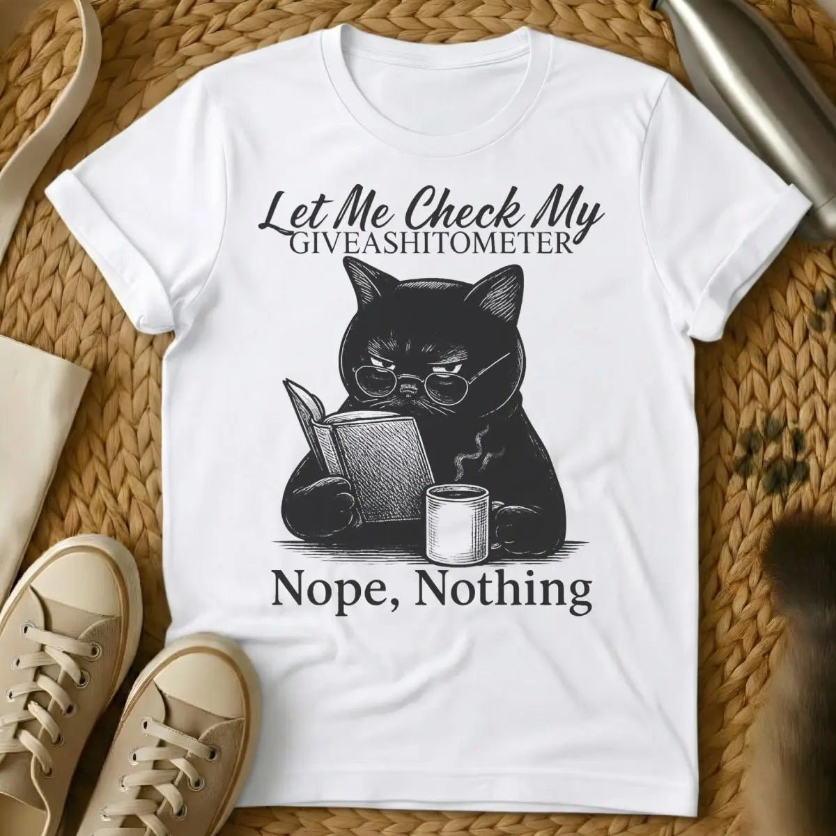 Sarcastic Cat Tee - White Cat T-Shirt