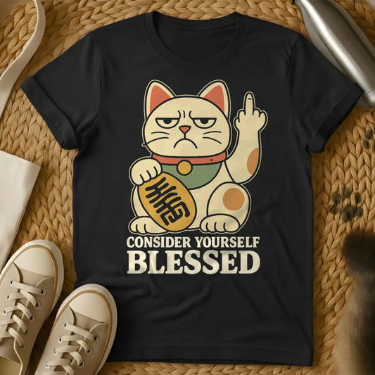 Maneki Neko Cat Shirt - Black Cat T-Shirt