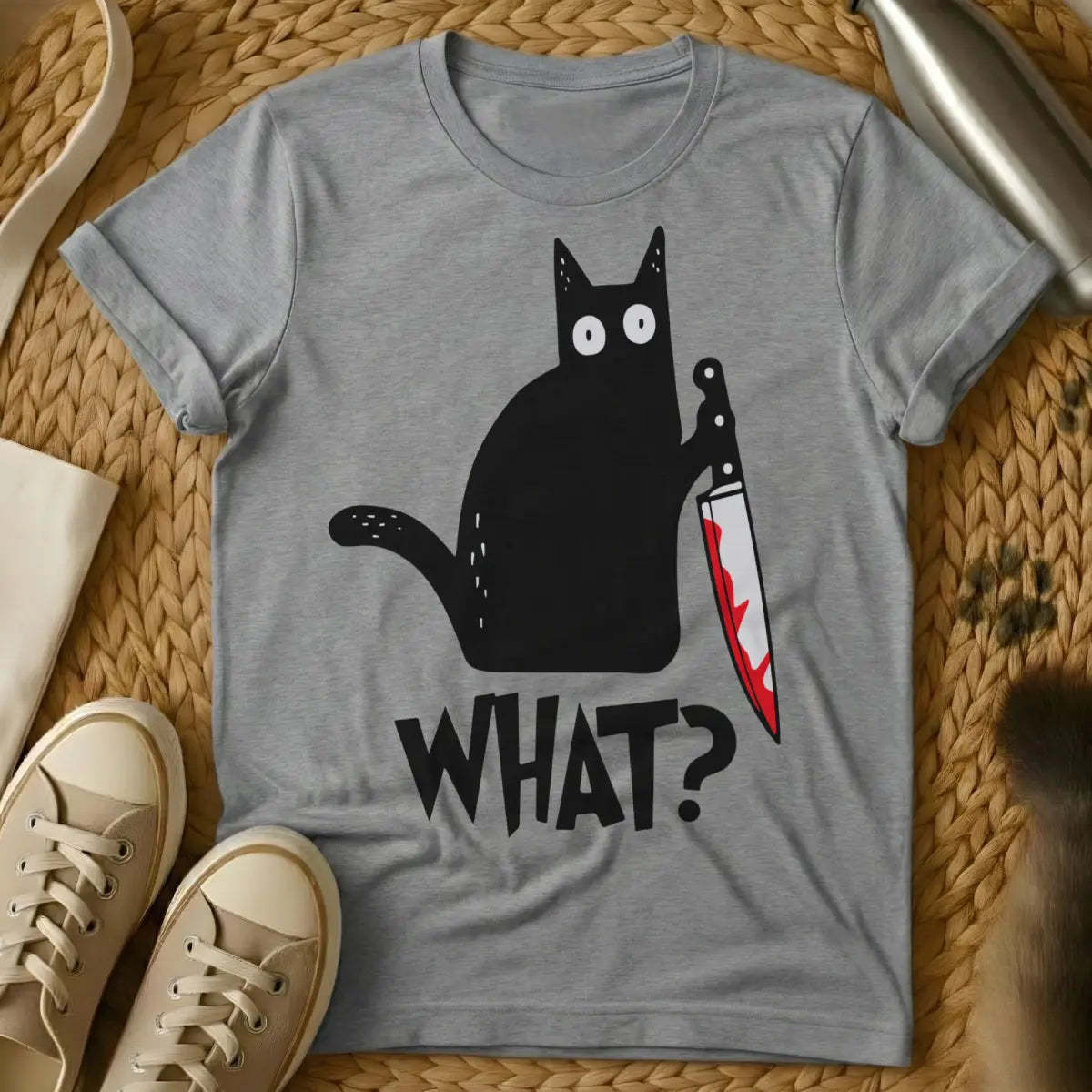 What Cat T-Shirt - Gray Cat T-Shirt