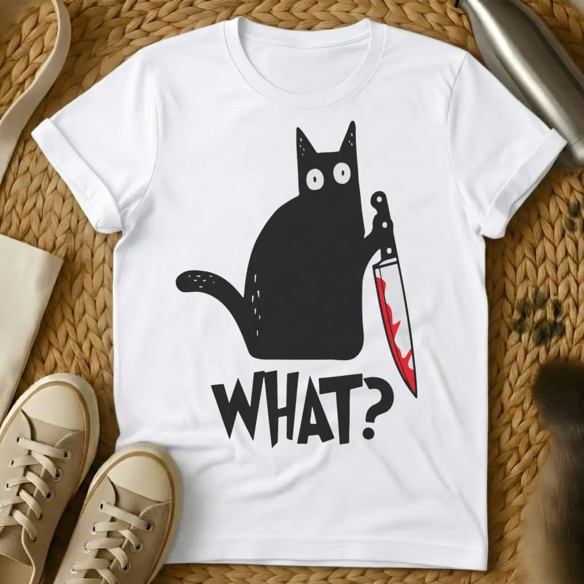 What Cat T-Shirt - White Cat T-Shirt