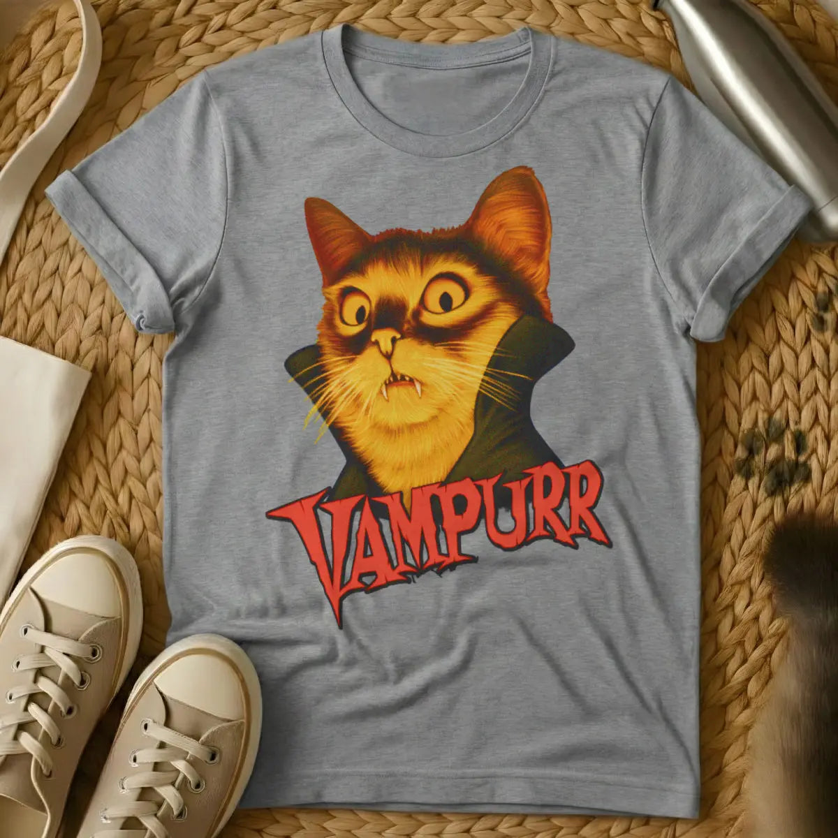 Vampurr Cat T-Shirt - Gray Cat T-Shirt