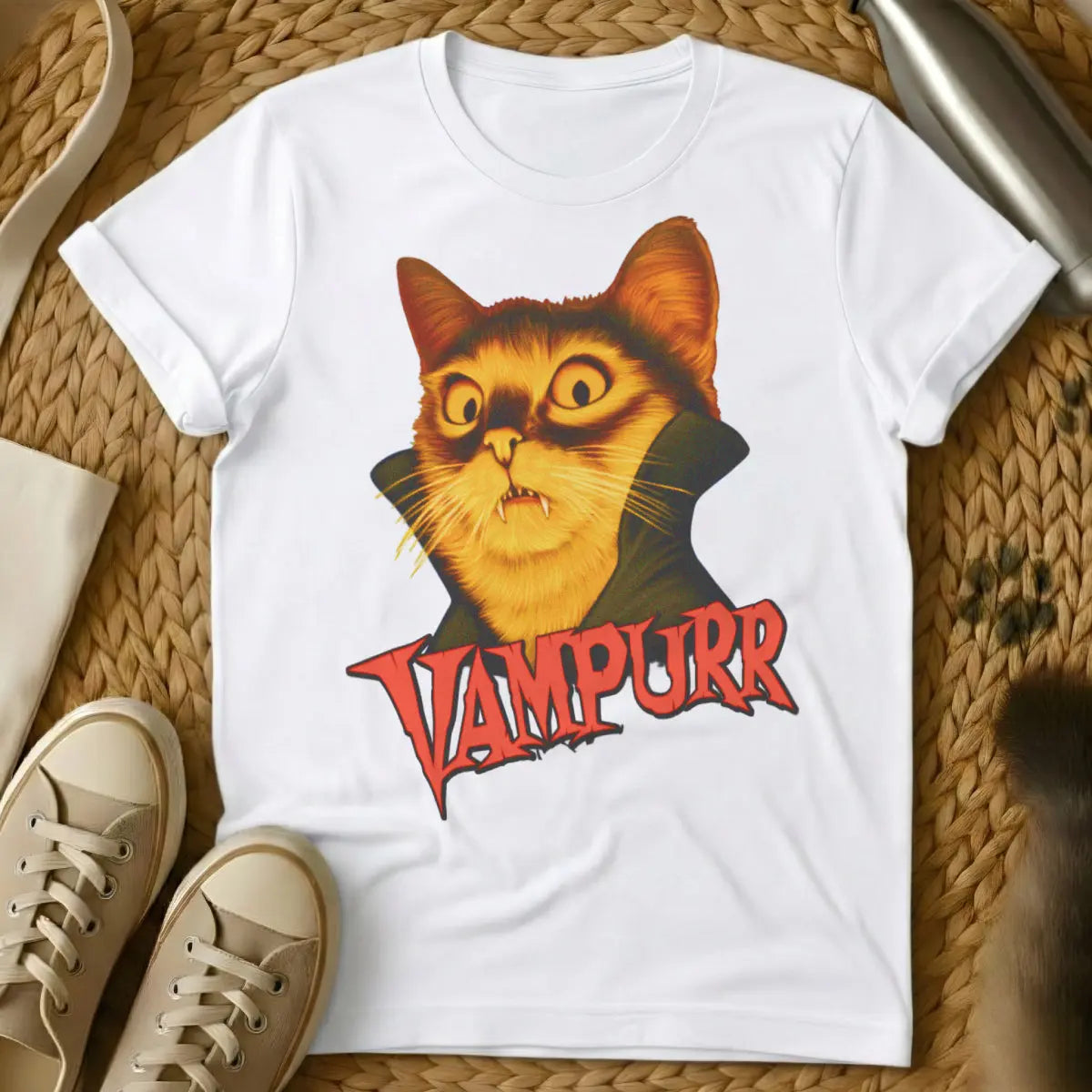 Vampurr Cat T-Shirt - White Cat T-Shirt