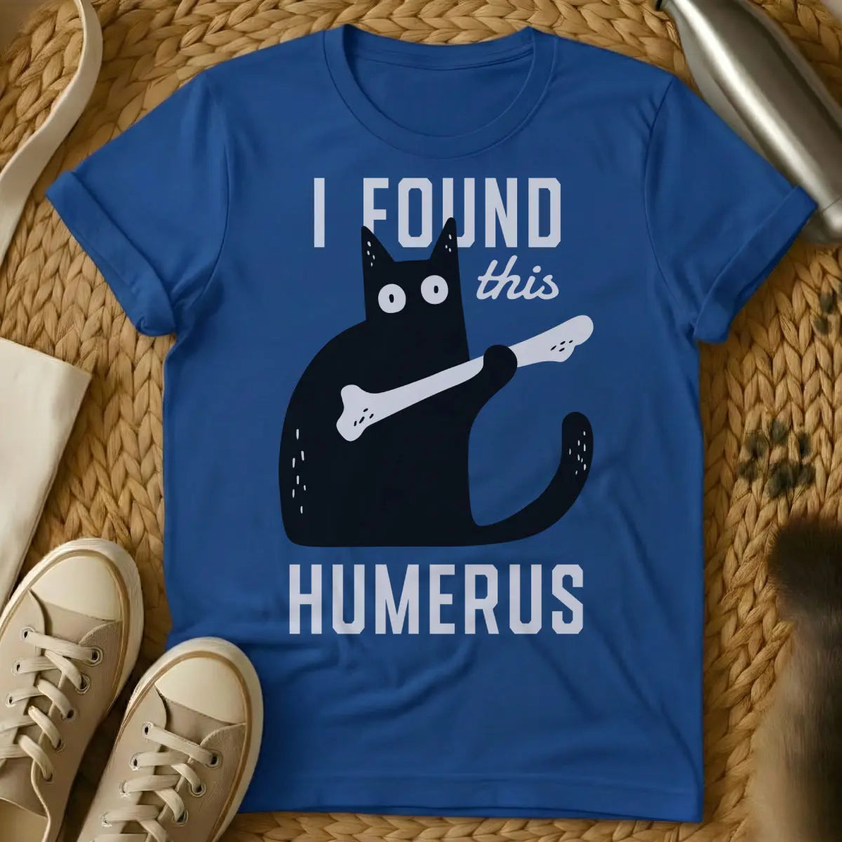 I Found This Humerus Cat Shirt - Blue Cat T-Shirt