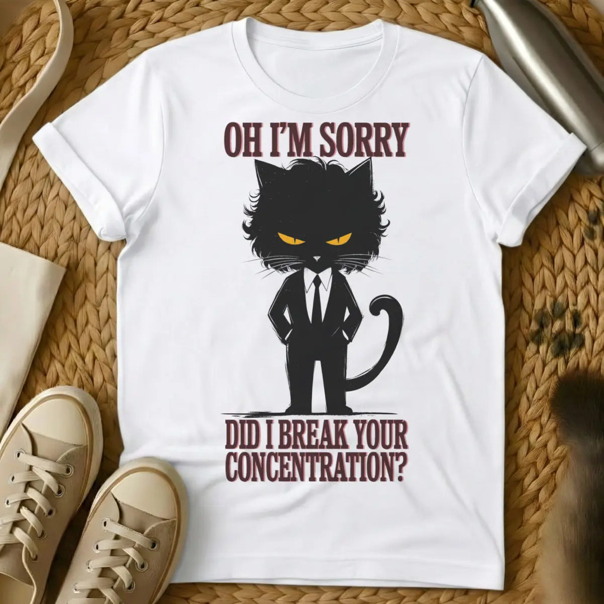 Pulp Fiction Cat T-Shirt - White Cat T-Shirt