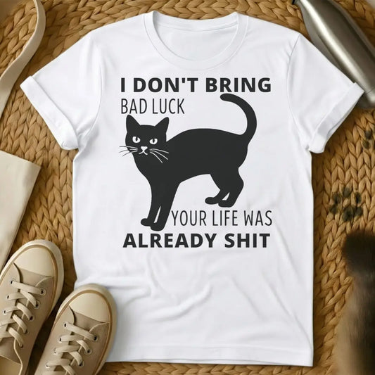 Sarcastic Black Cat Tee - White Cat T-Shirt