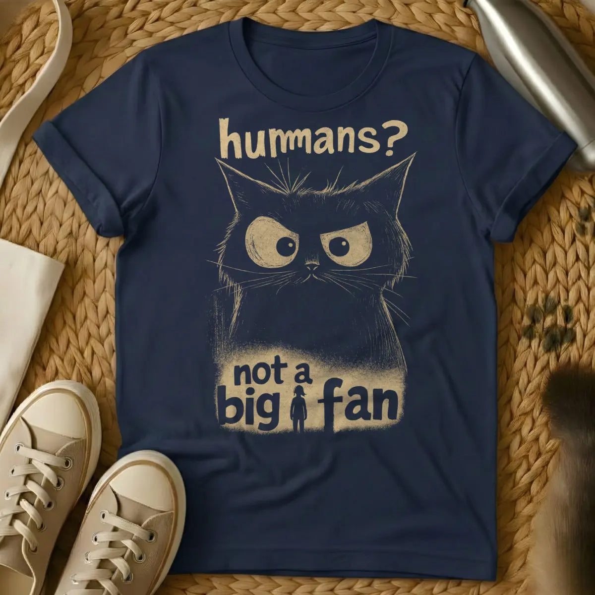 Humans Shirt - Navy Cat T-Shirt