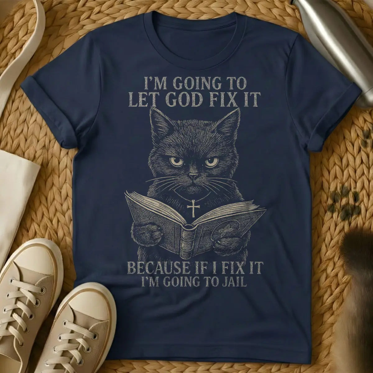 Jesus Fix It Shirt - Navy Cat T-Shirt