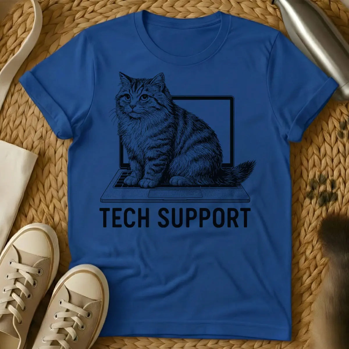 Tech Support Shirt - Blue Cat T-Shirt